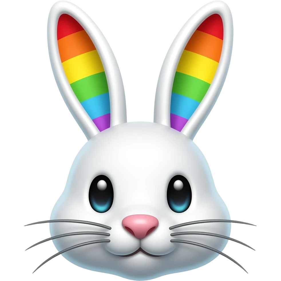 White rabbit ears with rainbow inner ears emoji