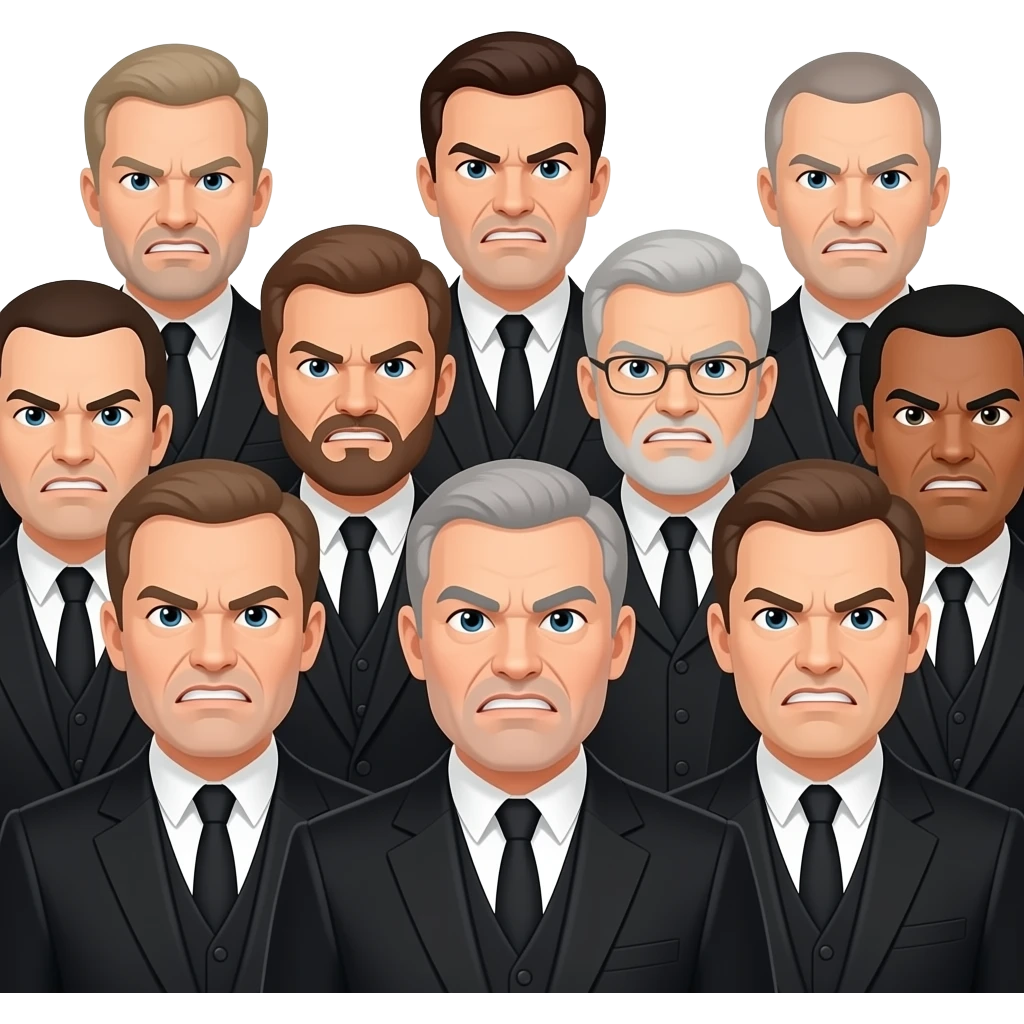 protestantes enfadados en grupo emoji