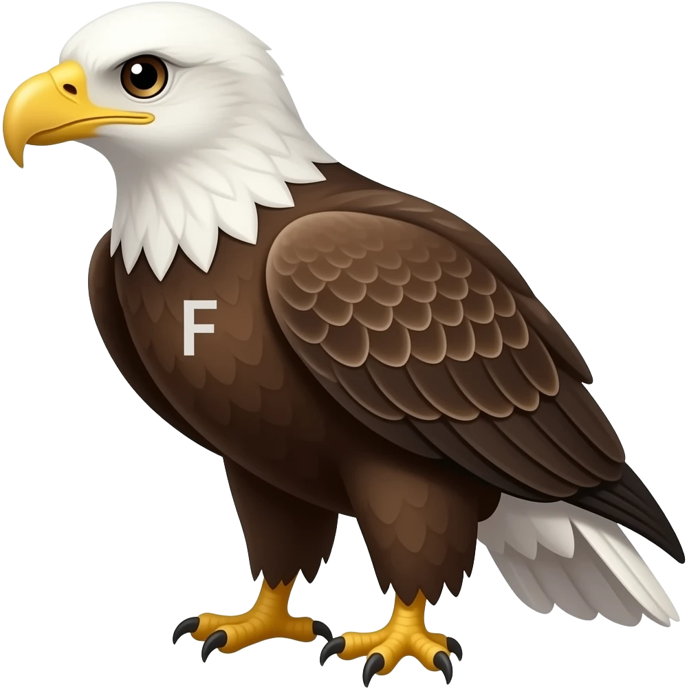 Águila y la letra F en miniatura sobre eláguila emoji