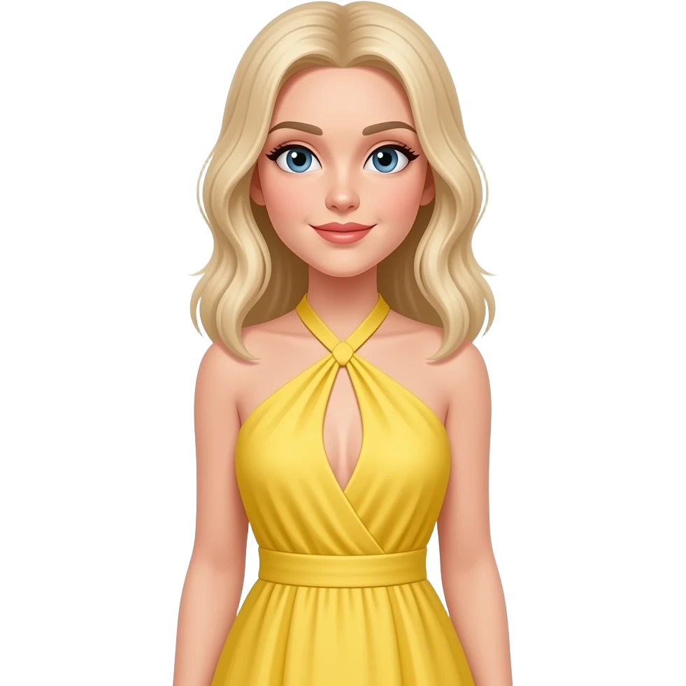 yellow halter neck long dress on white blonde female emoji
