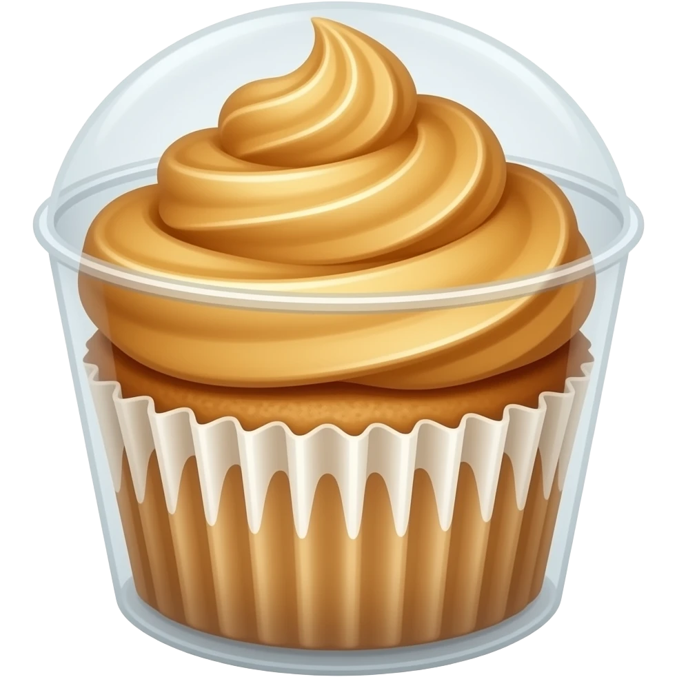 Butterscotch cup cake in a plastic transparent cup emoji