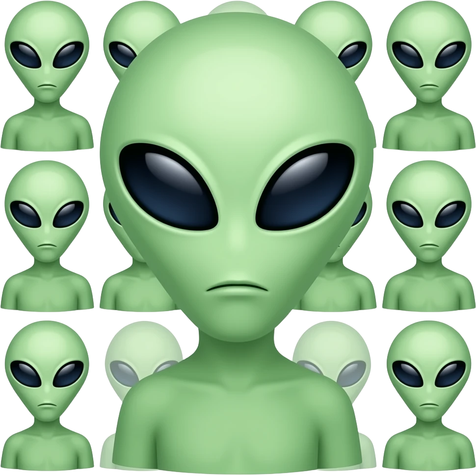 the "aliens" meme but with a blank face emoji