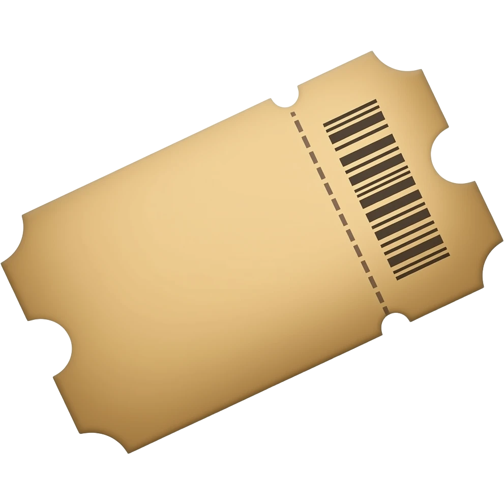 Mach Ein Kino Ticket Emoji ohne Text, man sieht nur tickets im beschen ton und einen bar code die färbe soll eher etwas helleres braun sien emoji