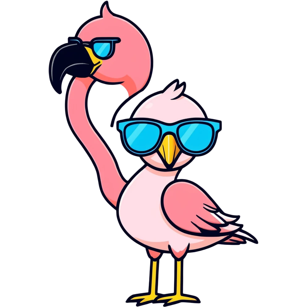Flamingo with sunglasses emoji