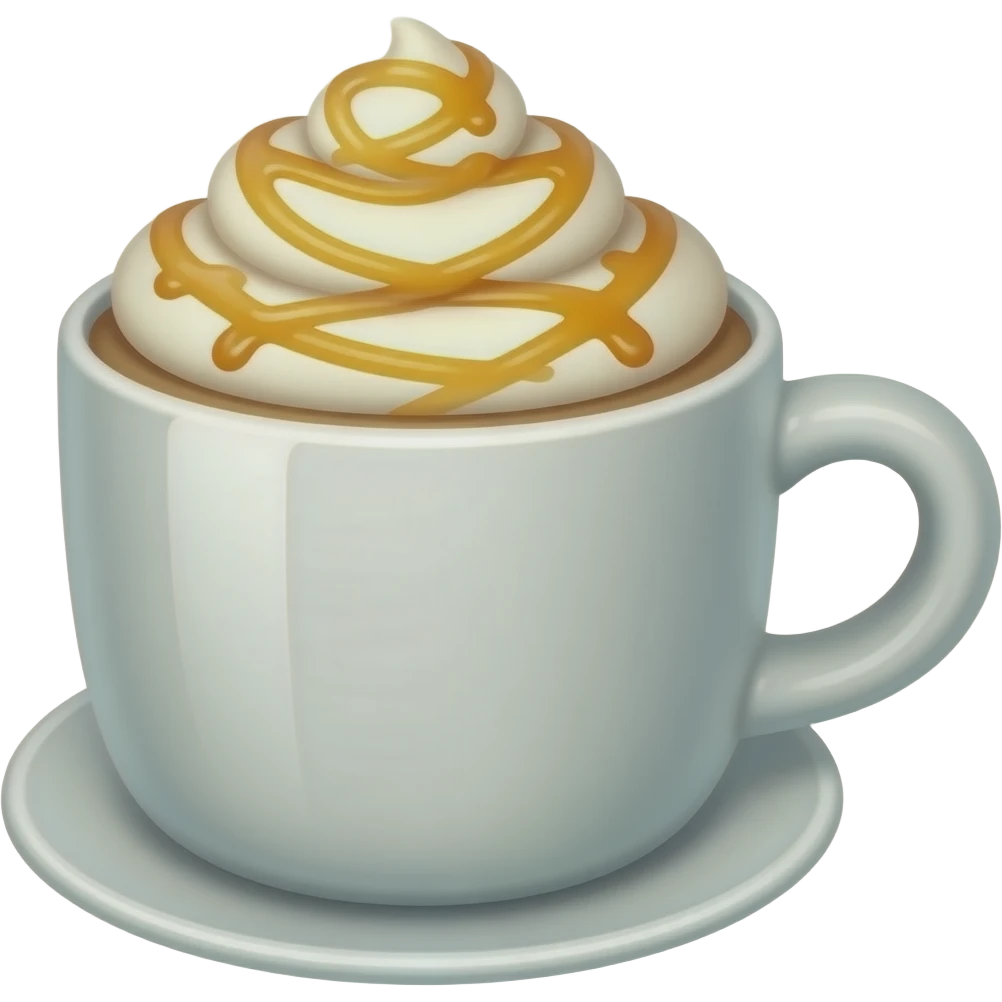 cup of caramel macchiato with drizzle of caramel on top emoji