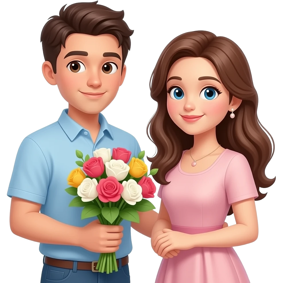 Young man holding followers for a beautiful lady emoji