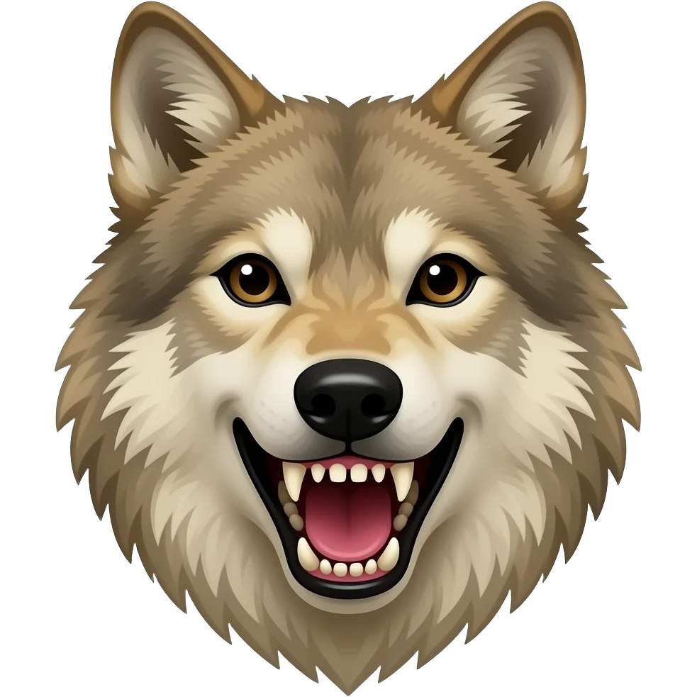 Baring fangs beige wolf head realistic look aggressive emoji