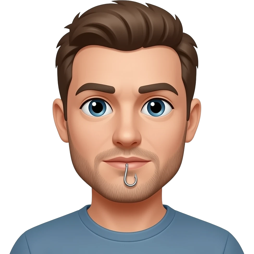 a guy with a small fishing hook in his face emoji