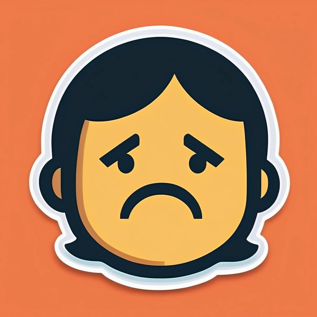 sticker with a sad expression, transparent background emoji