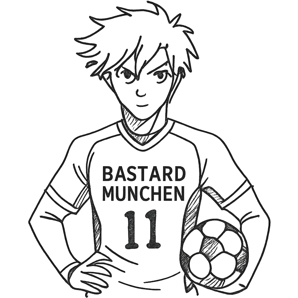 hand-drawn outlined icon of Bastard München soccer player from Blue Lock anime emoji