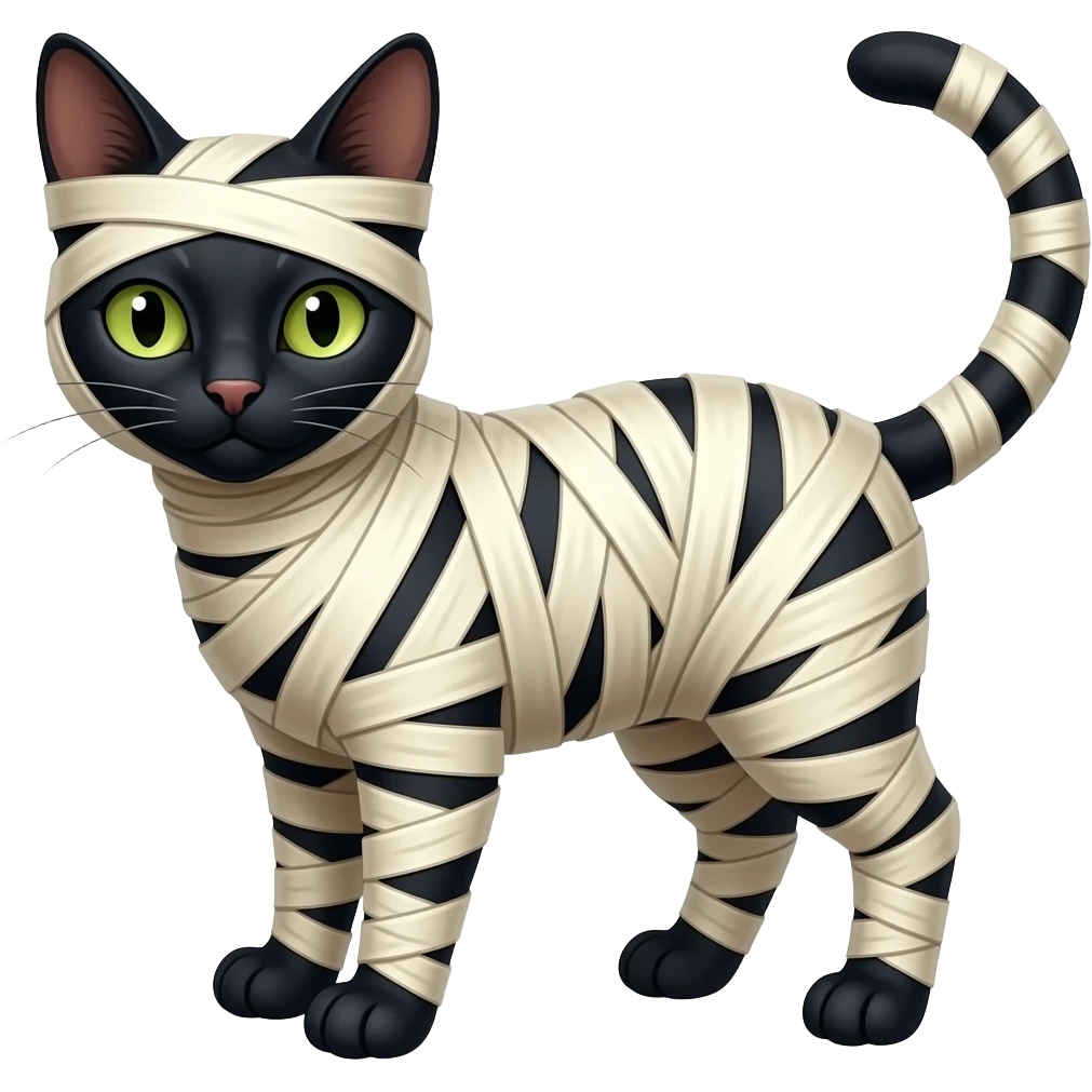 completely wrapped up mummified covered  black anthro cat emoji