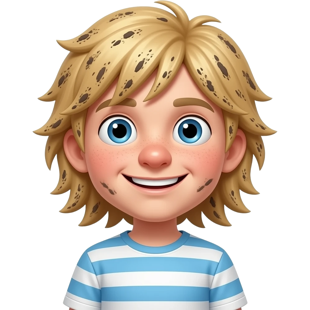 full body super long neck super skinny a short white boy kid with meidonm long dirt blond hair and he has buck teeth and has a stupid exsprsion on he's face and hes eyes are on opisit sides on his face and he has a huge nose emoji