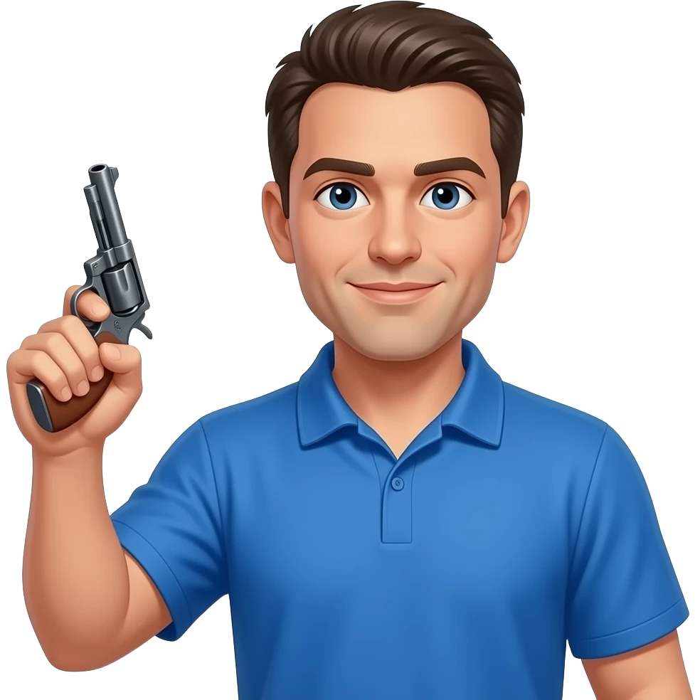 coach in a blue shirt starting gun track meet emoji