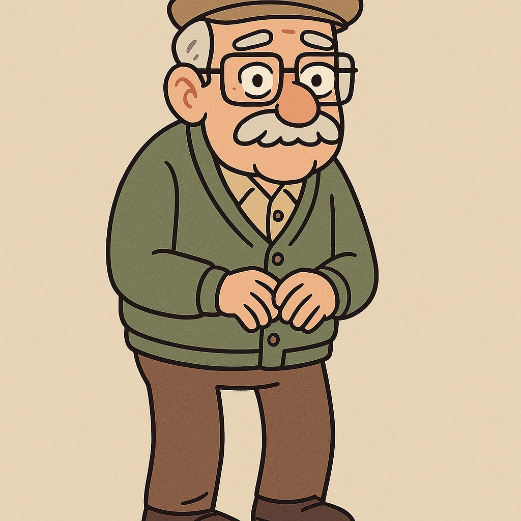 grandfather pensioner in flat design style emoji