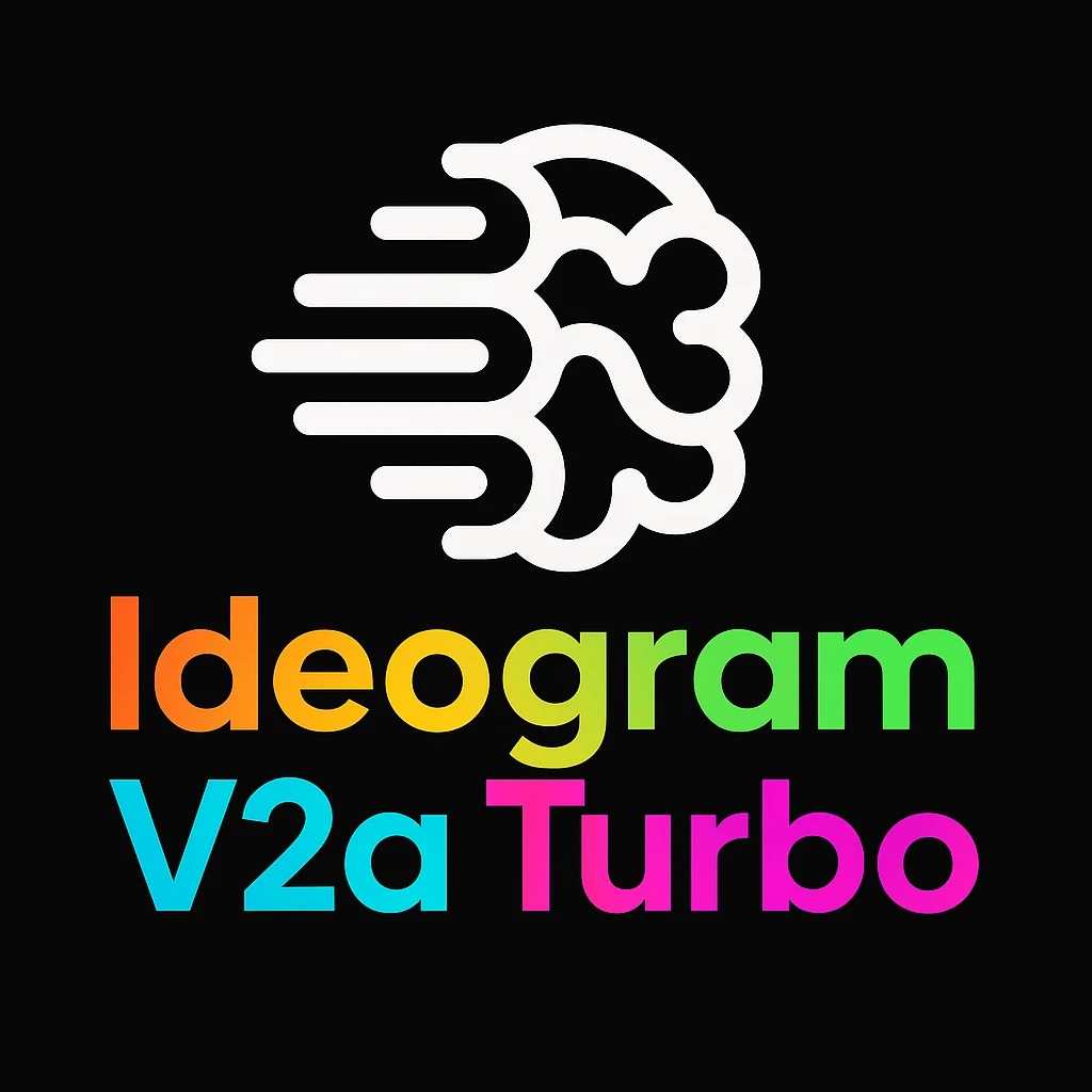make a colorful text of "Ideogram V2a Turbo", black background, add this logo too emoji