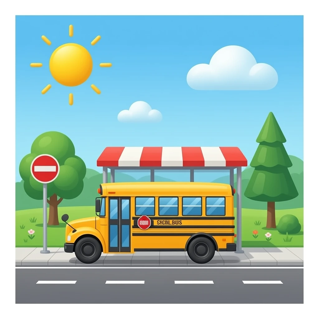 School bus stop ahead emoji