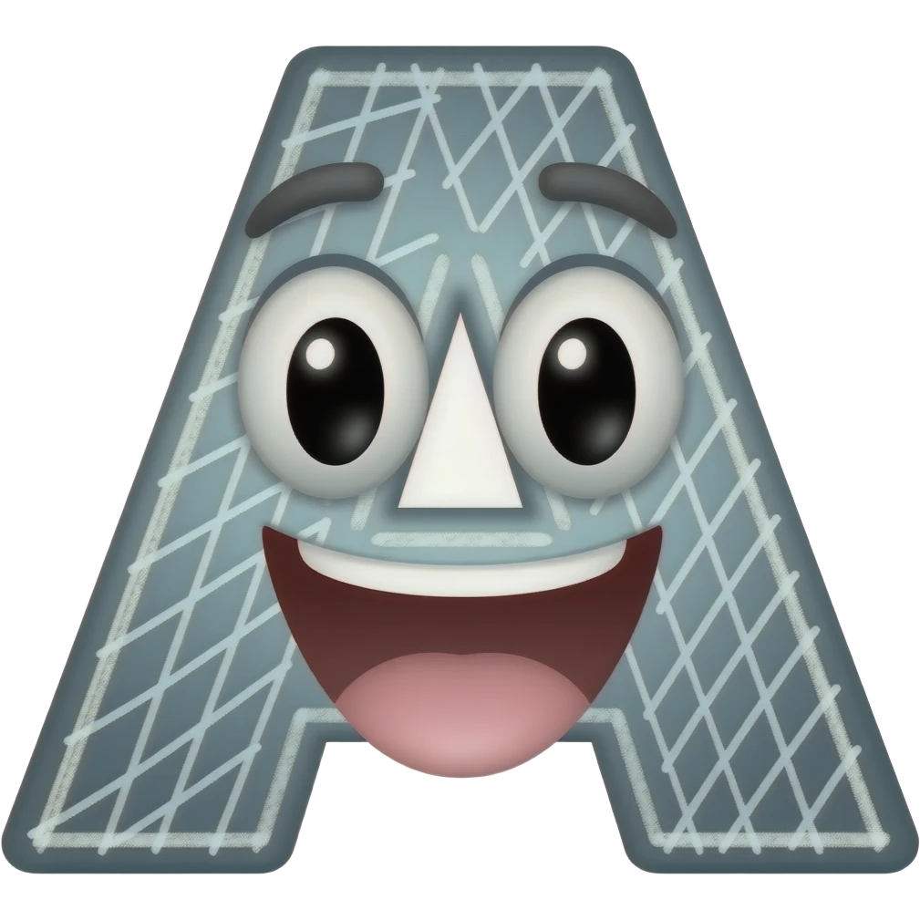 A cartoonish letter A written in chalk emoji