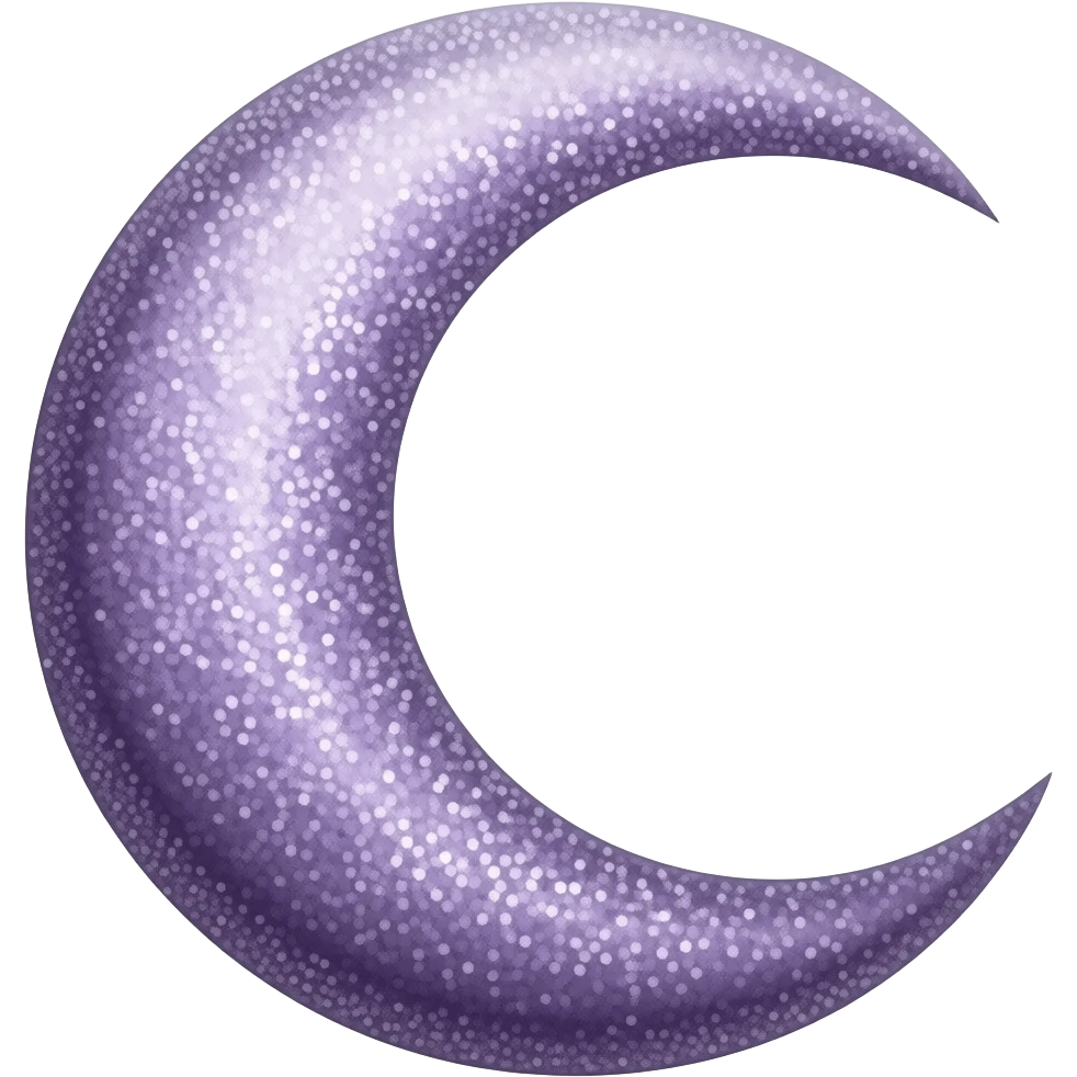 purple detailed glitter crystal half moon emoji