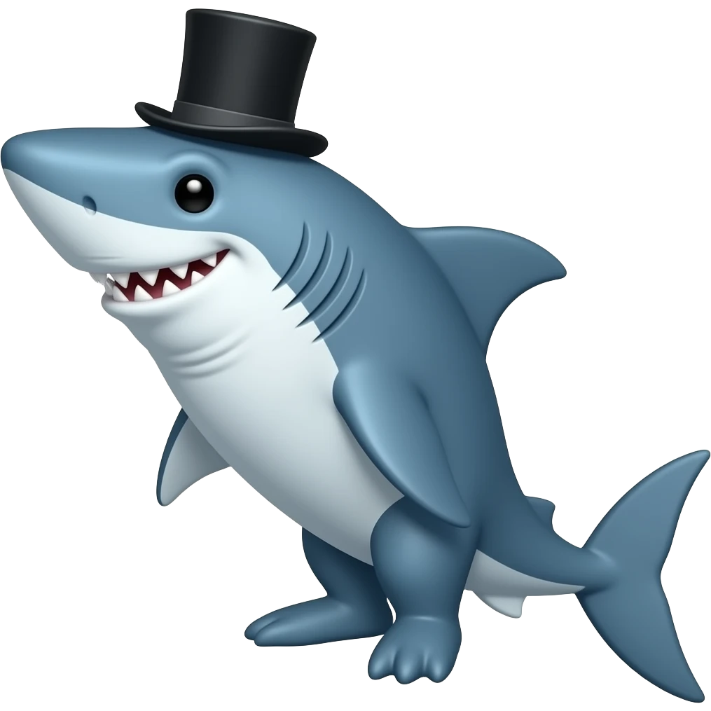 Shark with a top hat emoji