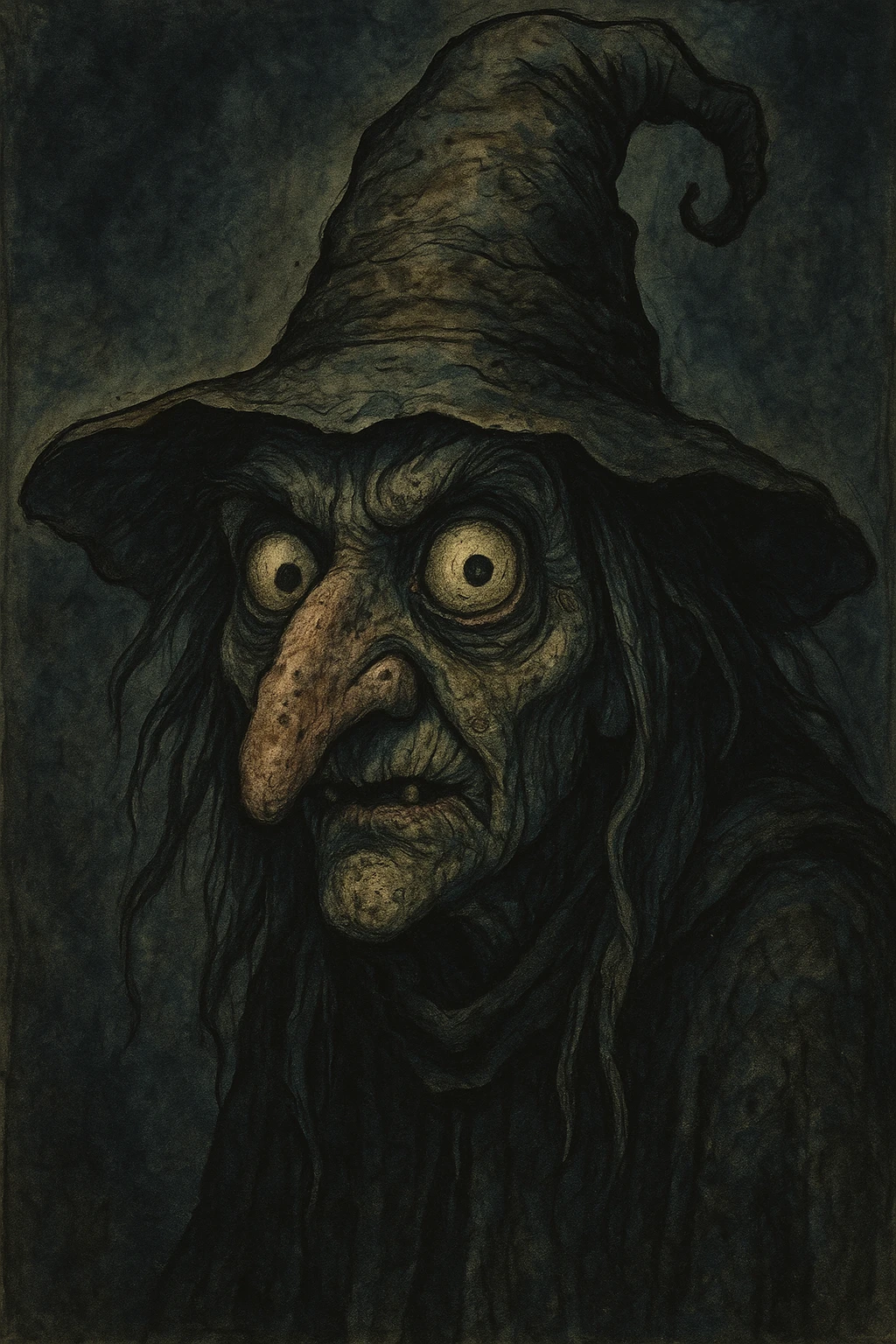 ugly witch with a big nose and big eyes, distinct style 1 emoji