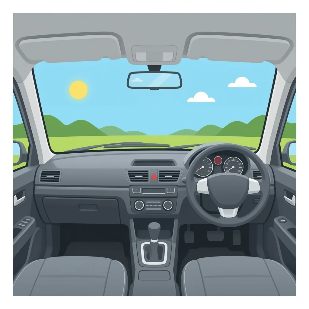 with the steering wheel on the right. покажи салон машины emoji