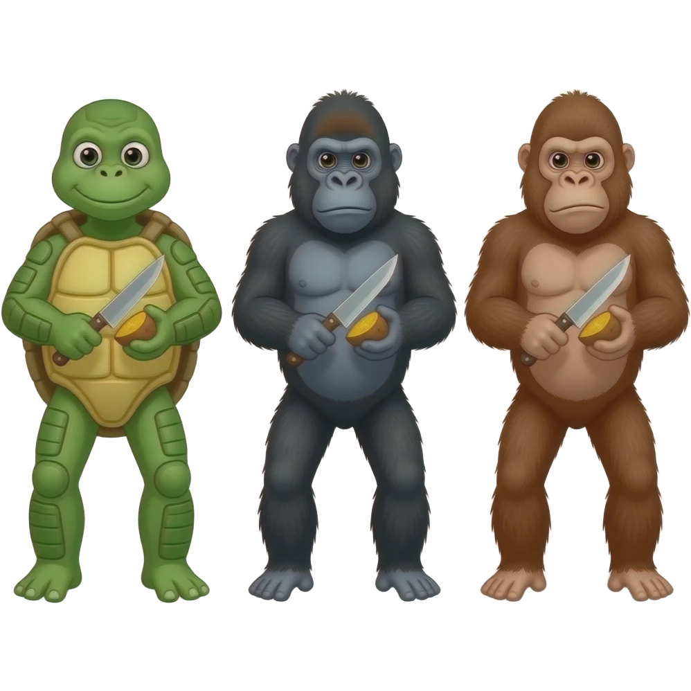 🐢🔪🦍🔪🦧🔪🍠 chop chop chop emoji