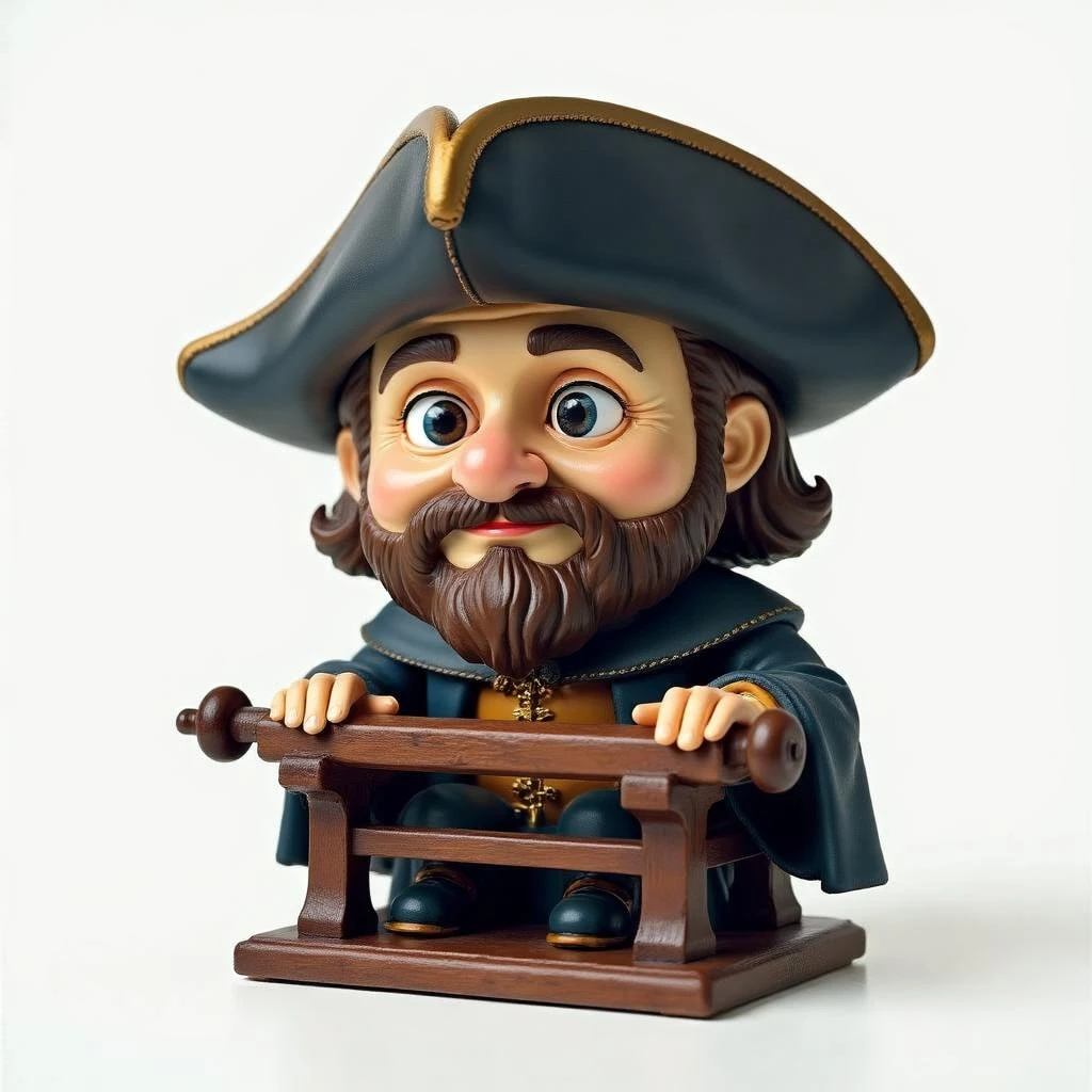 Печатный станок Гутенберга в стиле и с текстурами Bobblehead, прозрачный фон emoji