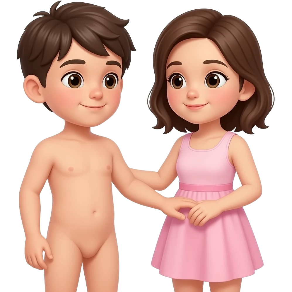 Naked kid boy and girl full boy touching girl's private part and girl touching boy's private part emoji