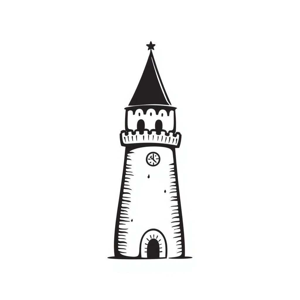 Spasskaya Tower, hand drawn doodle style emoji