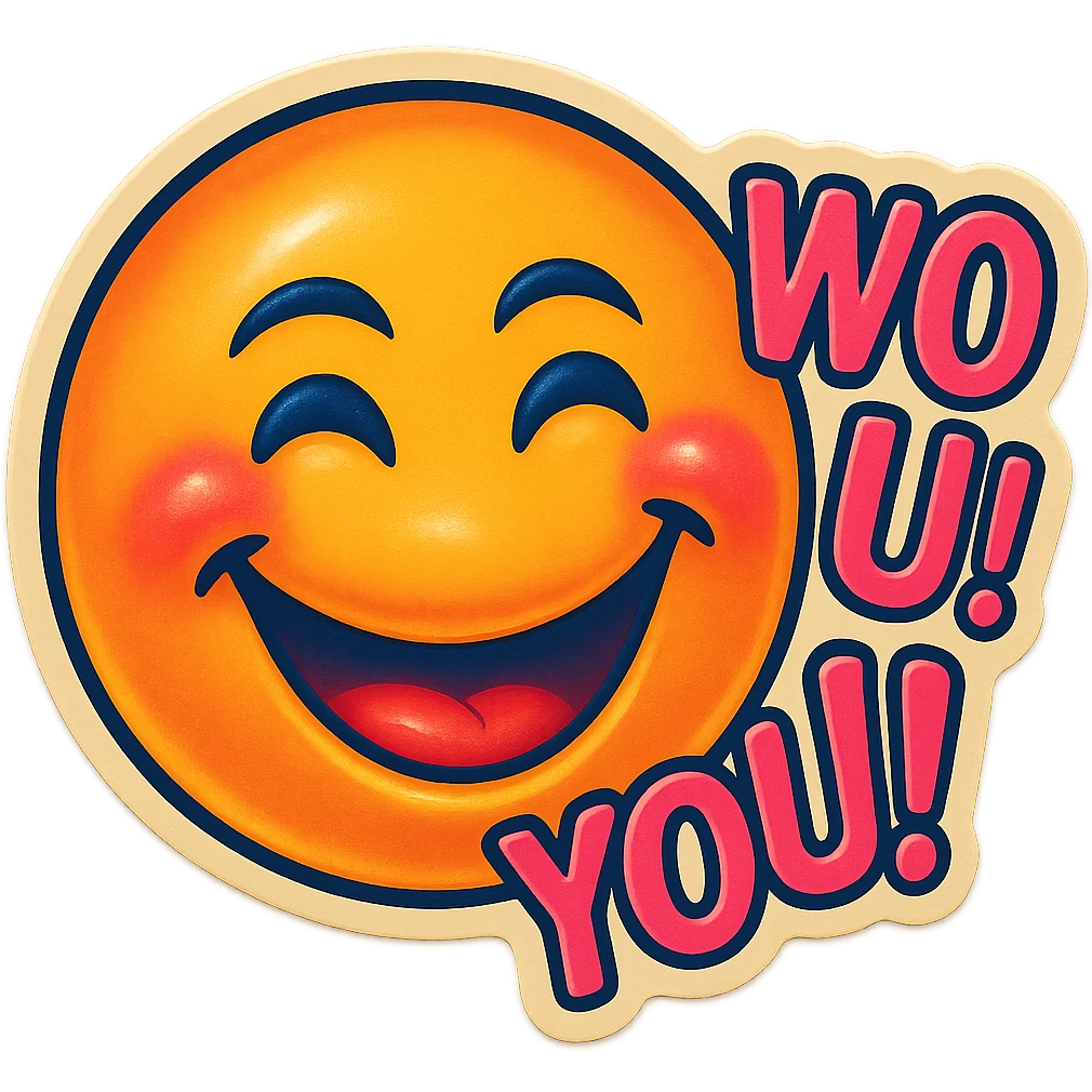 excited smile with mouth closed Z
add the words W You! in pink emoji