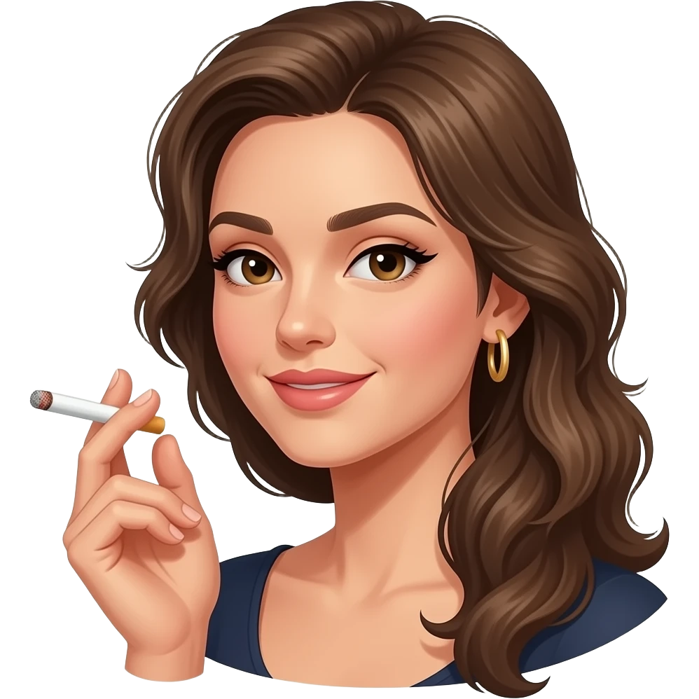 make her smoking and the smoke make it a name on it the name is "cigarettes after sex" emoji