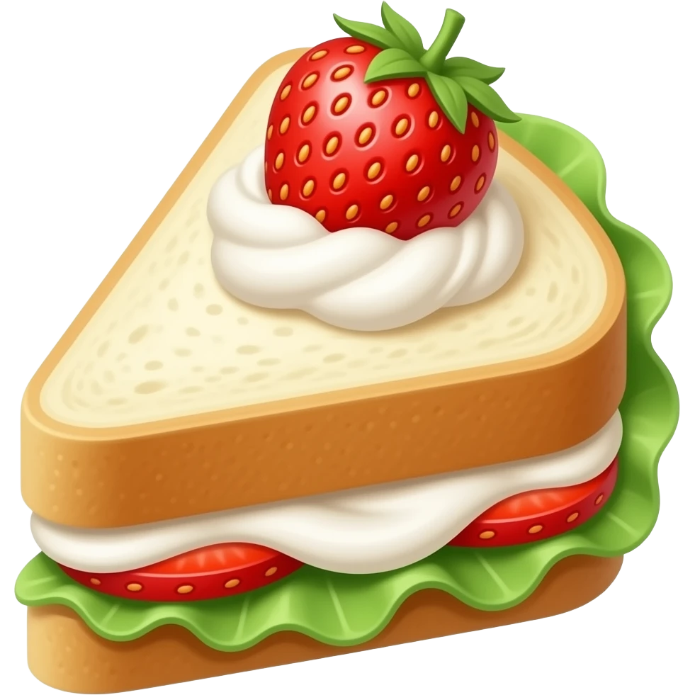 only strawberry and cream sando without cabbage split in triangle half emoji