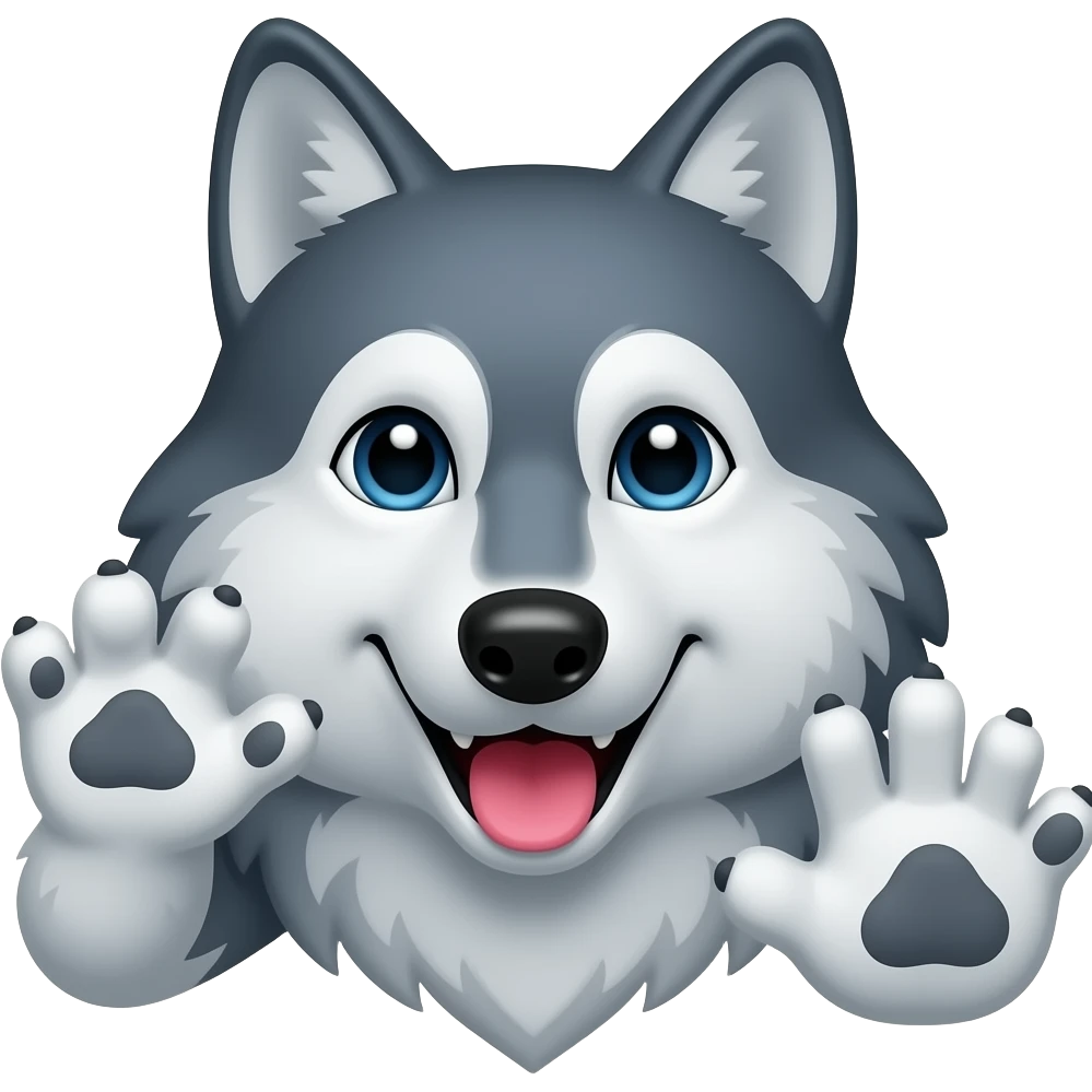Wolf head waving paw emoji