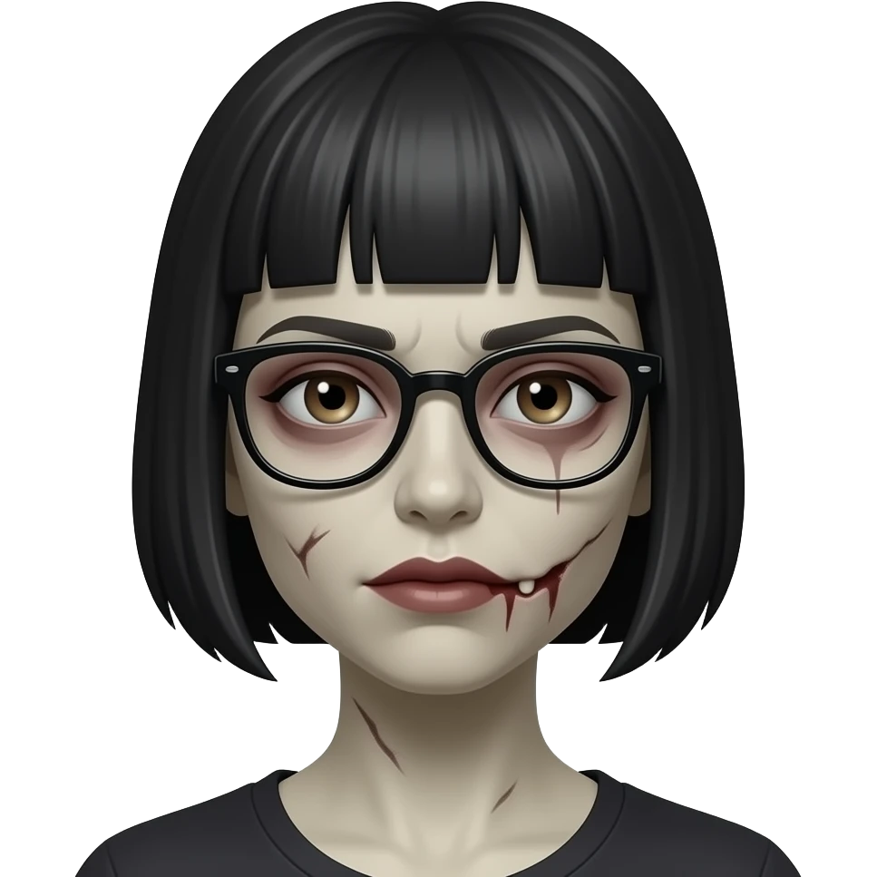 The zombie women with pixie cut and side bang and glasses emoji