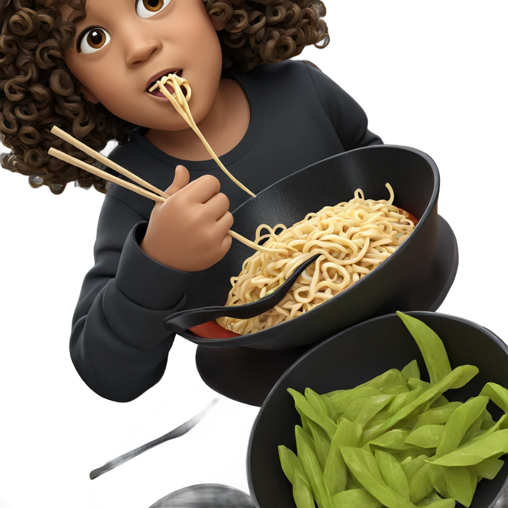 girl enjoying ramen noodles emoji