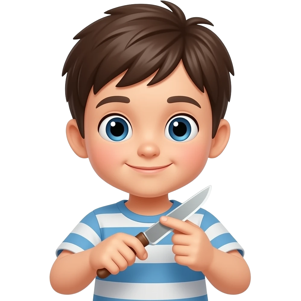 A kid cutting his finger emoji