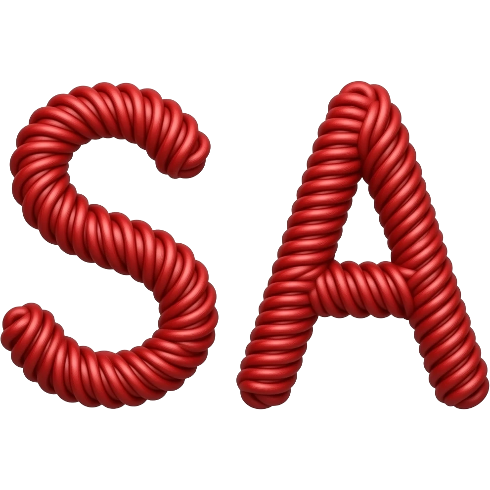 make an s and A WITH RED STRING emoji