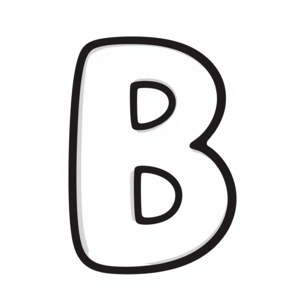 the letter B, hand drawn doodle style emoji