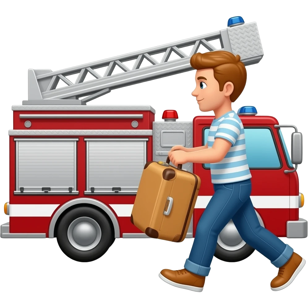 Pack your suitcase to fire truck emoji