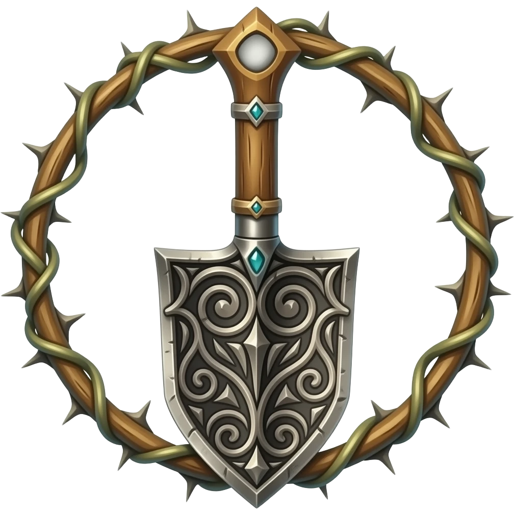 richly ornamented spade surrounded by tendrils of thorns emoji