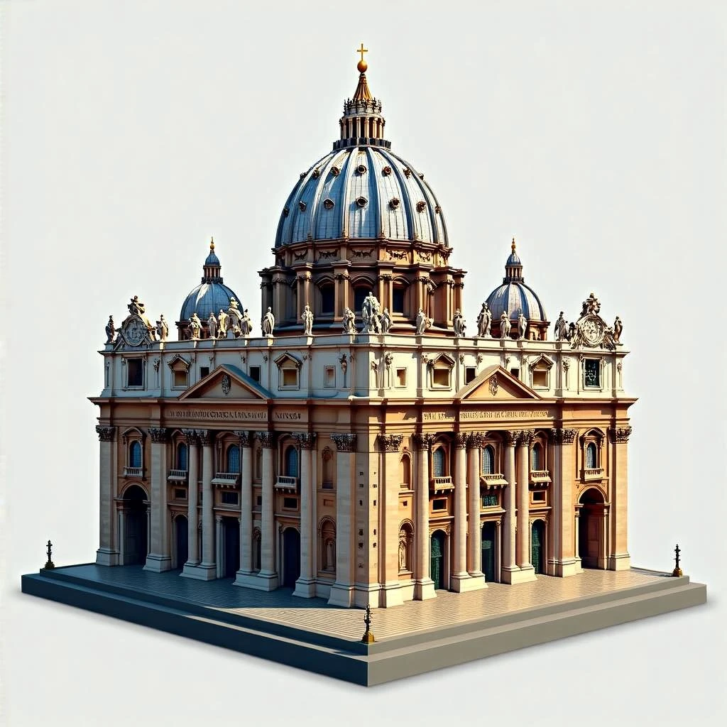 Basilica Sancti Petri in Vaticano in Bobblehead textures and style, transparent background emoji