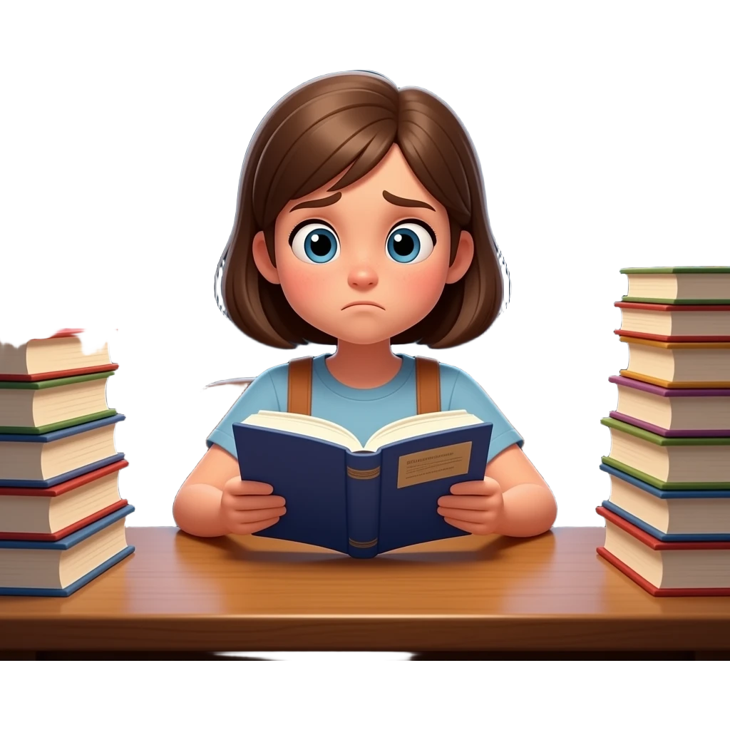 teen reading a book looking confused emoji
