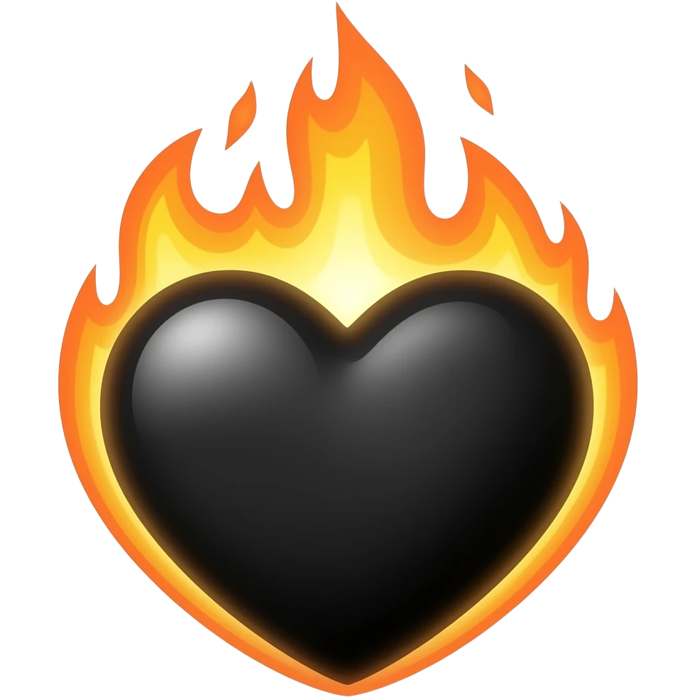Corazon negro en llamas emoji