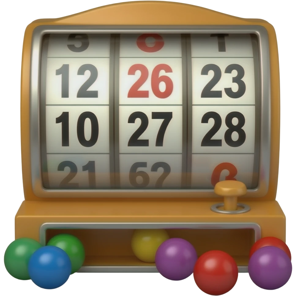 Old fashioned lotto numbers machine with balls emoji