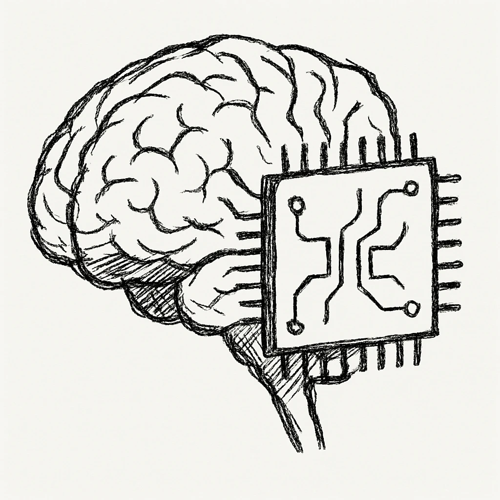 a brain merged with a microchip emoji