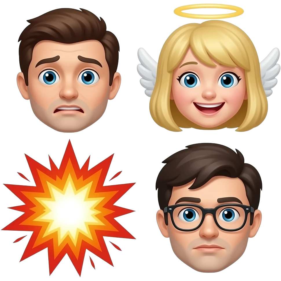 🫢+🤯+😇+💥🤓 emoji