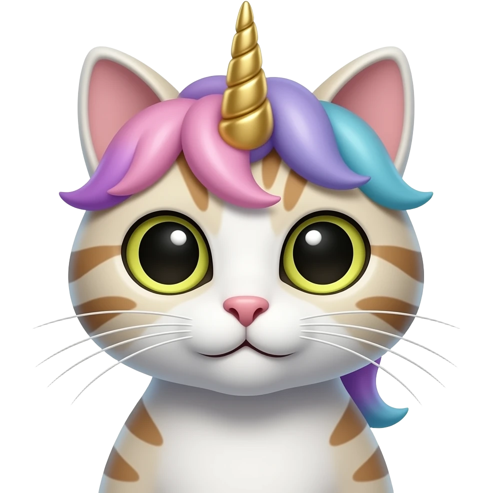unicorn cat front view half body close up emoji