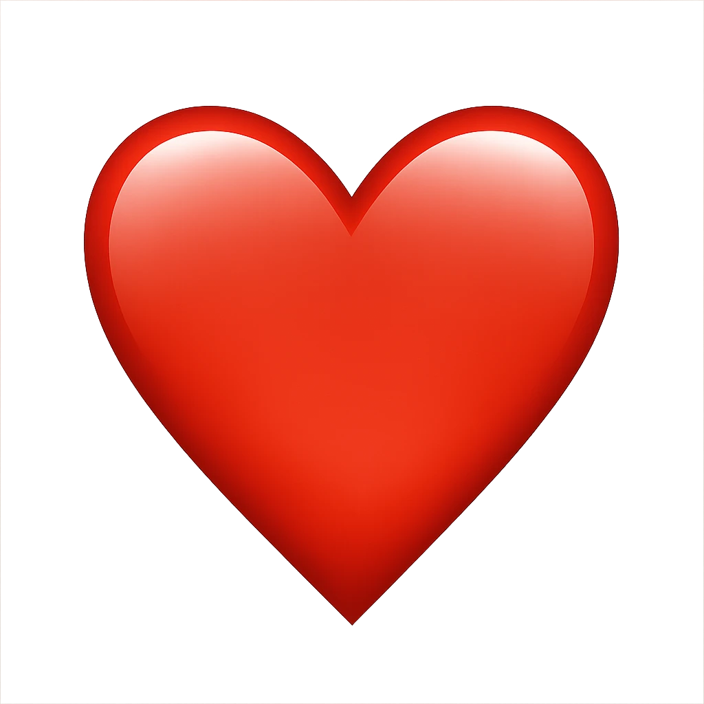 red heart emoji, shiny and bold emoji