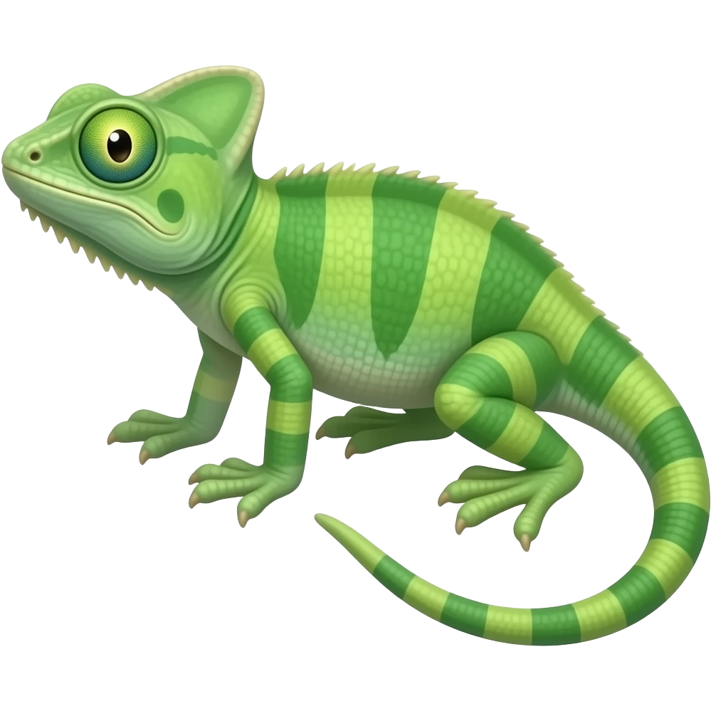 Green lizard with asynchronous eyes emoji