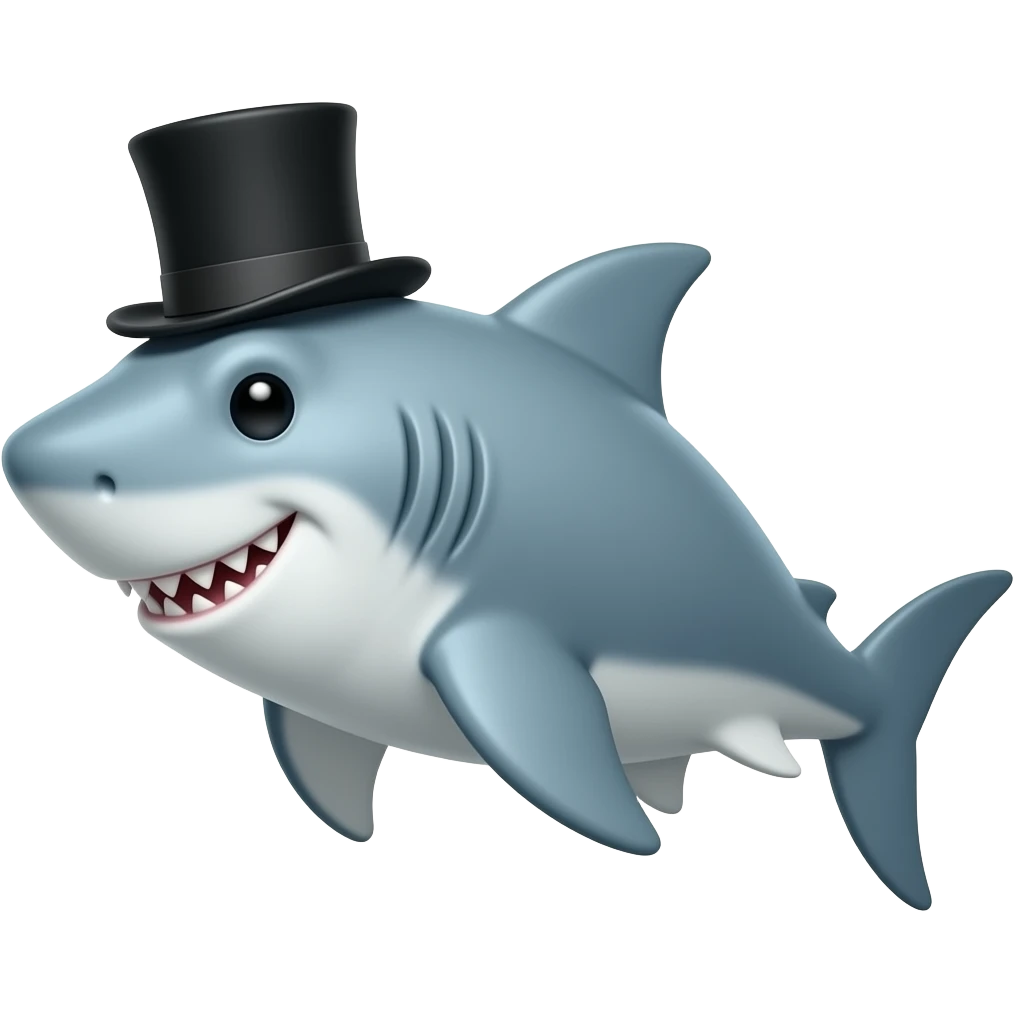 Shark with a top hat emoji